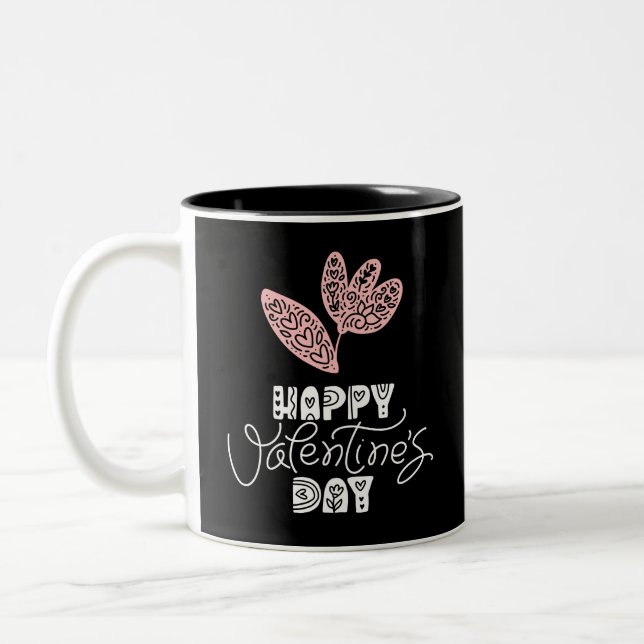 Happy valentine day  Två-Tonad mugg (Vänster)