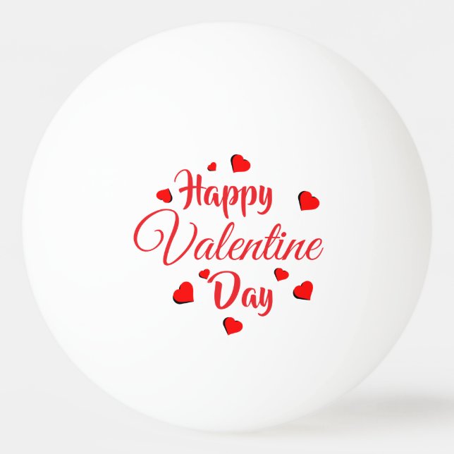 Happy Valentine Day  white Pingisboll (Framsidan)