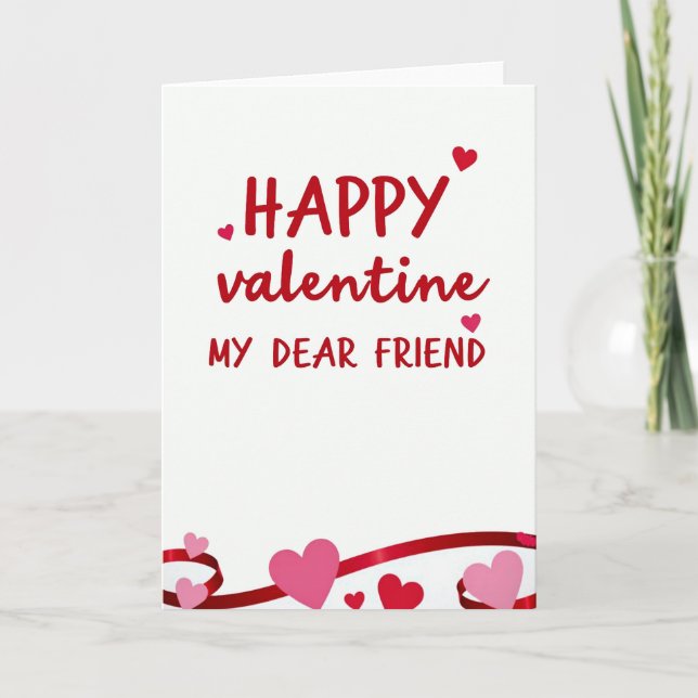 Happy Valentine Dear Friend Card Kort (Framsida)