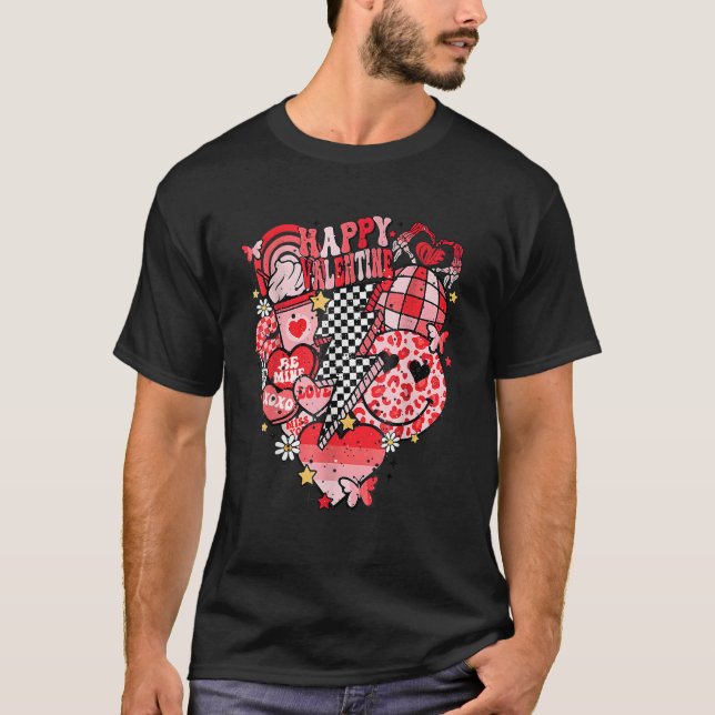 Happy Valentine Disco Ball Valentines Vibes Happy  T Shirt (Framsida)