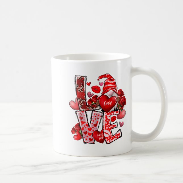 Happy Valentine Gnome Heart Valentine's Day Couple Kaffemugg (Höger)