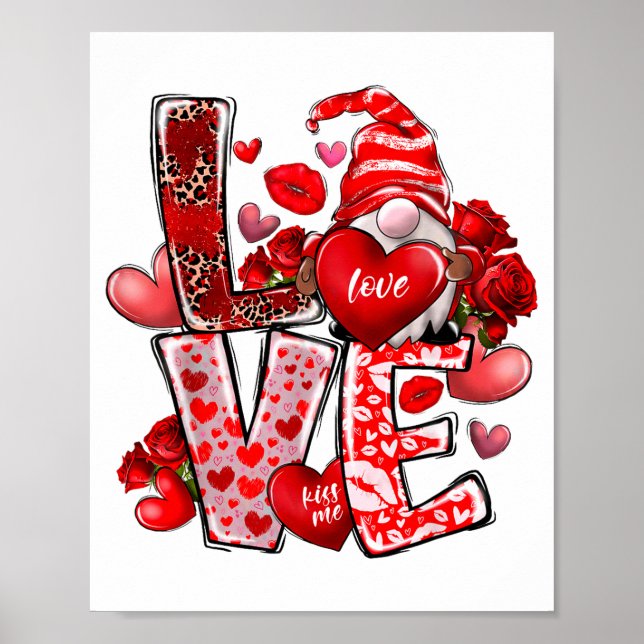 Happy Valentine Gnome Heart Valentine's Day Couple Poster (Framsidan)