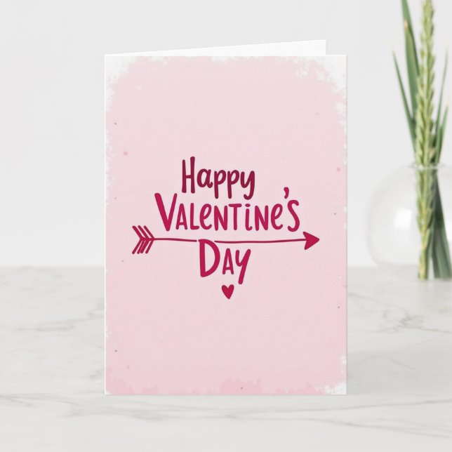 Happy Valentine Heart Arrow Card Kort (Framsida)