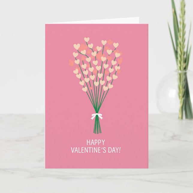 Happy Valentine Heart Bouquet Card Kort (Framsida)