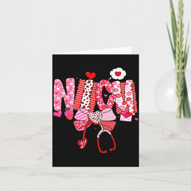 Happy Valentine Nicu Nurse Coquette Bow Heart Girl Kort (Framsida)