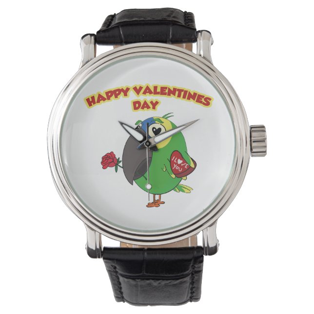 happy valentine parrot armbandsur (Framsida)
