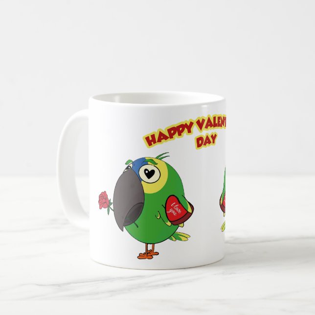 HAPPY VALENTINE PARROT KAFFEMUGG (Framsida vänster)