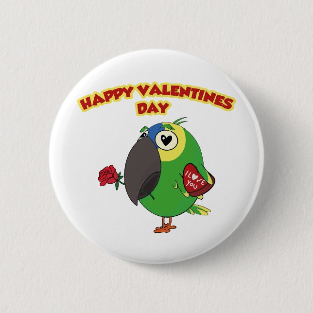 happy valentine parrot knapp (Framsida)
