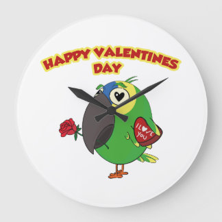 happy valentine parrot stor klocka