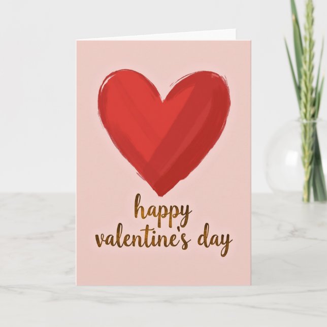 Happy Valentine Red Heart Card Kort (Framsida)