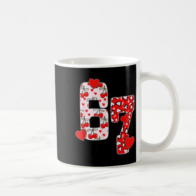 Happy Valentine’s Day 67 Meme Hearts Coquette Bow  Kaffemugg (Höger)