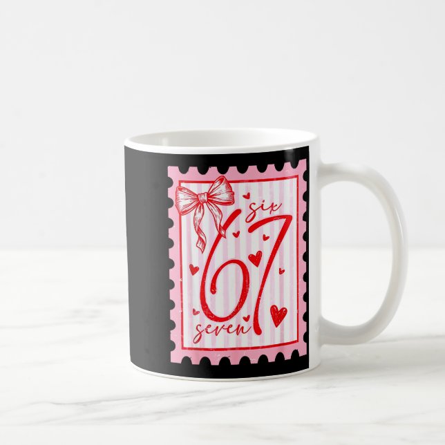Happy Valentine’s Day 67 Meme Hearts Coquette Bow  Kaffemugg (Höger)