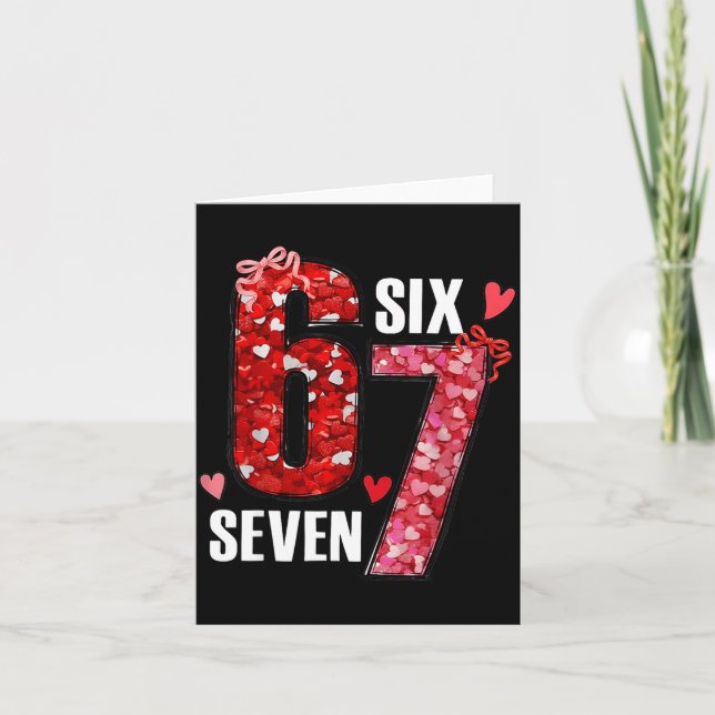 Happy Valentine’s Day 67 Meme Hearts Coquette Bow  Kort (Framsida)