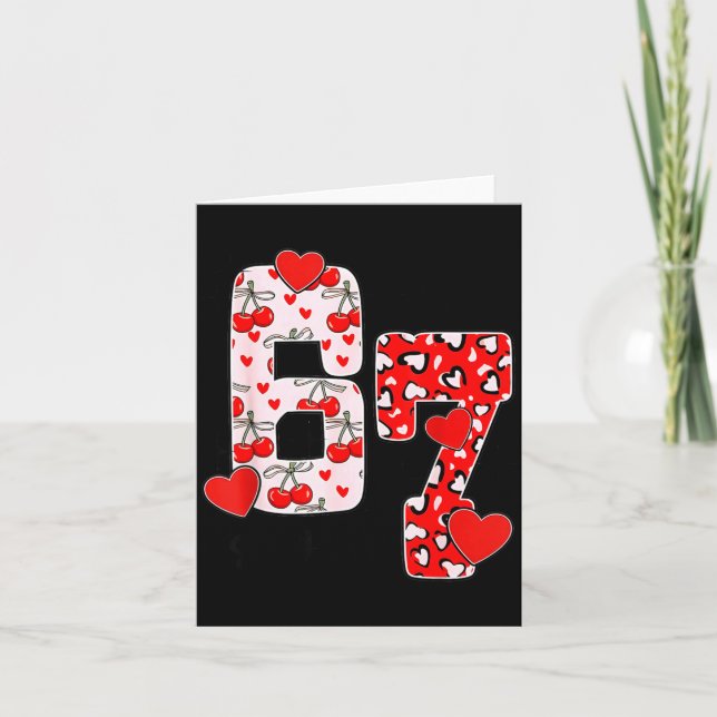 Happy Valentine’s Day 67 Meme Hearts Coquette Bow  Kort (Framsida)