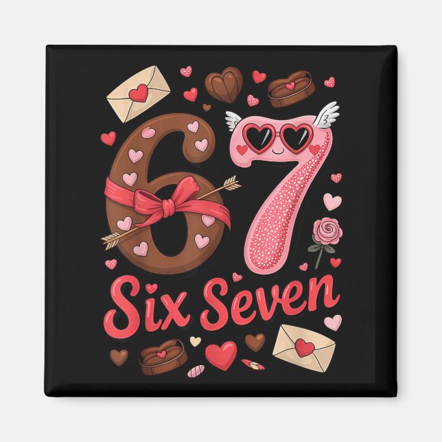 Happy Valentine’s Day 67 Meme Hearts Coquette Bow  Magnet (Framsidan)