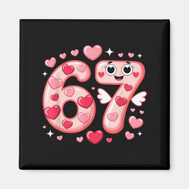 Happy Valentine’s Day 67 Meme Hearts Coquette Bow  Magnet (Framsidan)