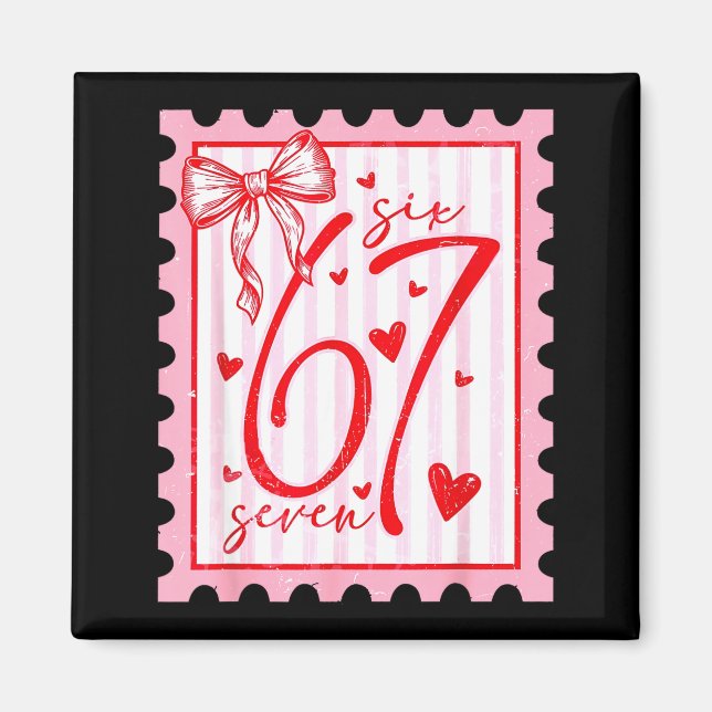 Happy Valentine’s Day 67 Meme Hearts Coquette Bow  Magnet (Framsidan)