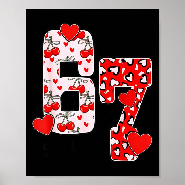 Happy Valentine’s Day 67 Meme Hearts Coquette Bow  Poster (Framsidan)