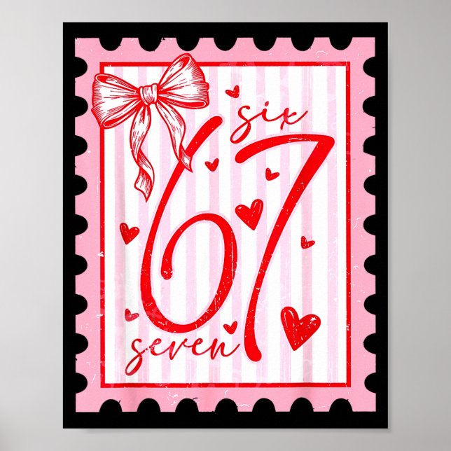 Happy Valentine’s Day 67 Meme Hearts Coquette Bow  Poster (Framsidan)