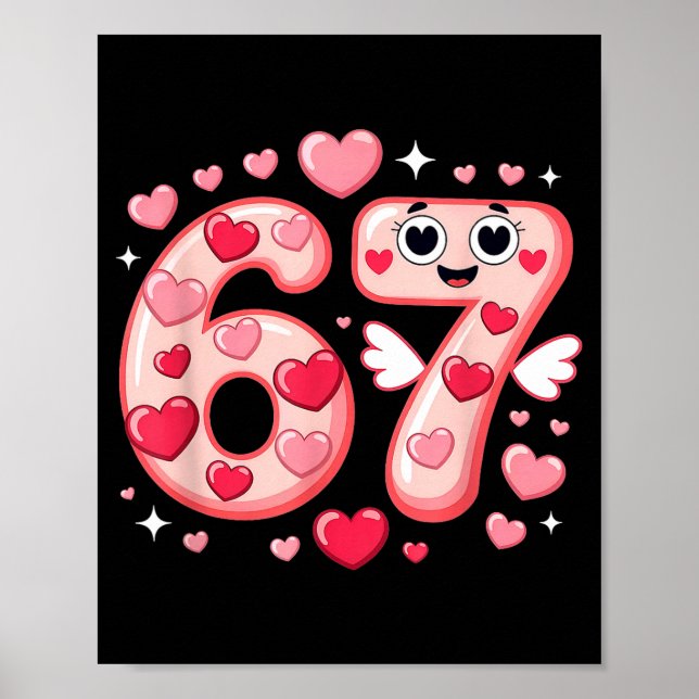 Happy Valentine’s Day 67 Meme Hearts Coquette Bow  Poster (Framsidan)