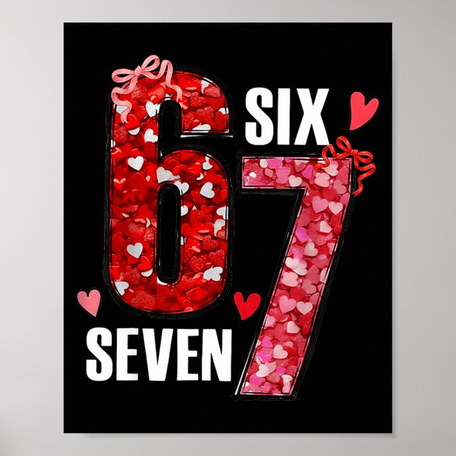 Happy Valentine’s Day 67 Meme Hearts Coquette Bow  Poster (Framsidan)