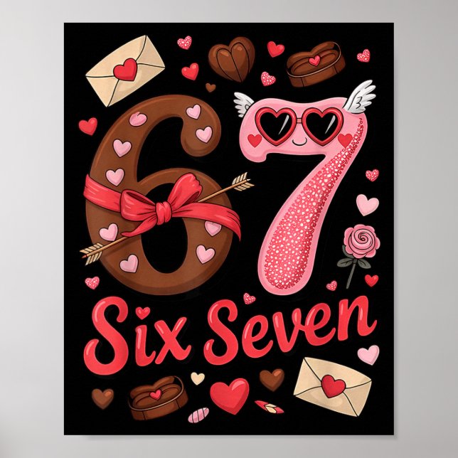 Happy Valentine’s Day 67 Meme Hearts Coquette Bow  Poster (Framsidan)