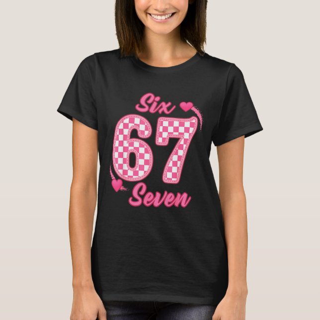 Happy Valentine’s Day 67 Meme Hearts Coquette Bow  T Shirt (Framsida)