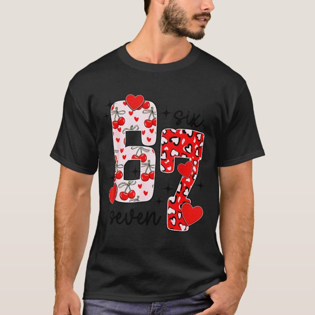 Happy Valentine’s Day 67 Meme Hearts Coquette Bow  T Shirt (Framsida)