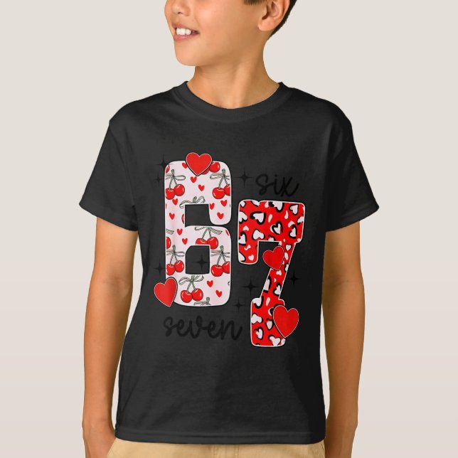 Happy Valentine’s Day 67 Meme Hearts Coquette Bow  T Shirt (Framsida)