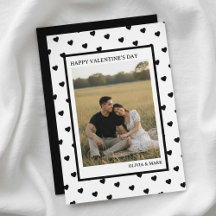 Happy Valentine’s Day Card Black Heart Design 