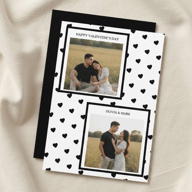 Happy Valentine’s Day Card Black Heart Design Julkort (Skapare uppladdad)