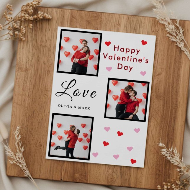 Happy Valentine’s Day Card Custom Photo Collage Kort (Skapare uppladdad)