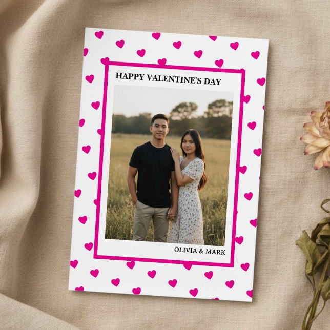 Happy Valentine’s Day Card Pink Heart Custom love Julkort (Skapare uppladdad)