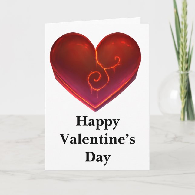 Happy Valentine’s Day Card with Red Heart Love  Kort (Framsida)