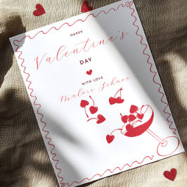 Happy Valentine’s Day – Cherry Hearts in Cocktail Julkort