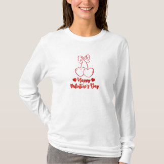 Happy Valentine’s Day Cherry Love Design T Shirt