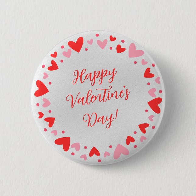 Happy Valentine’s Day Circle of Hearts Button Knapp (Framsida)