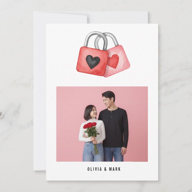 Happy Valentine’s Day Custom Photo Collage Holiday Julkort (Framsida)