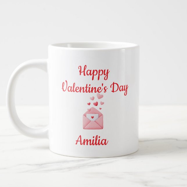Happy Valentine’s Day Cute Love Mug Jumbo Mugg (Vänster)