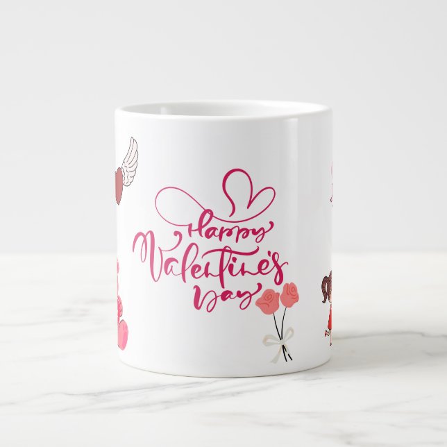 Happy Valentine’s Day Cute Teddy Bear Mug Jumbo Mugg (Framsidan)
