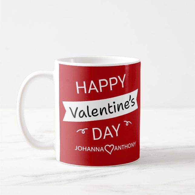 Happy Valentine’s Day – Cute Valentine Love Custom Kaffemugg (Vänster)