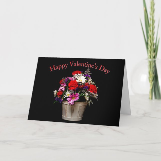 Happy Valentine’s Day Elegant Floral Bouquet Greet Kort (Framsida)