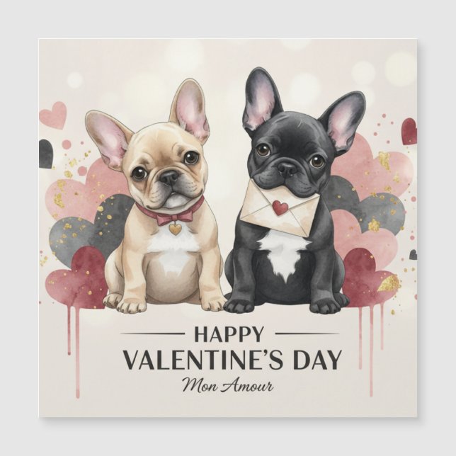 Happy Valentine’s Day French Bulldog Magnet  (Framsida)