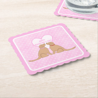 Happy Valentine’s Day Golden Dogs Flat Card Underlägg Papper