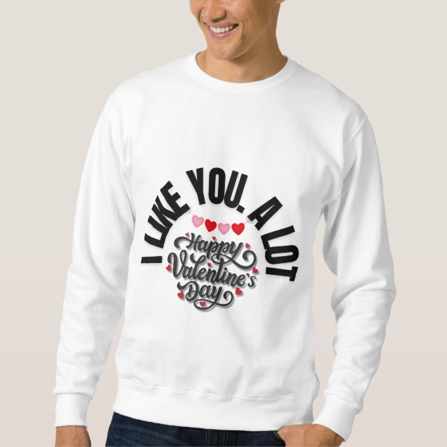 Happy Valentine’s Day Heart Design Lång Ärmad Tröja (Framsida)