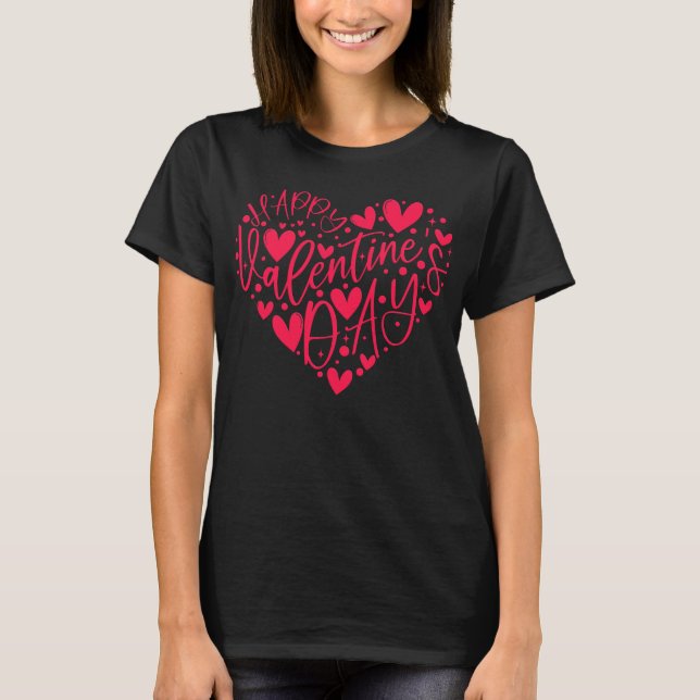 Happy Valentine’s Day Heart Lettering T Shirt (Framsida)