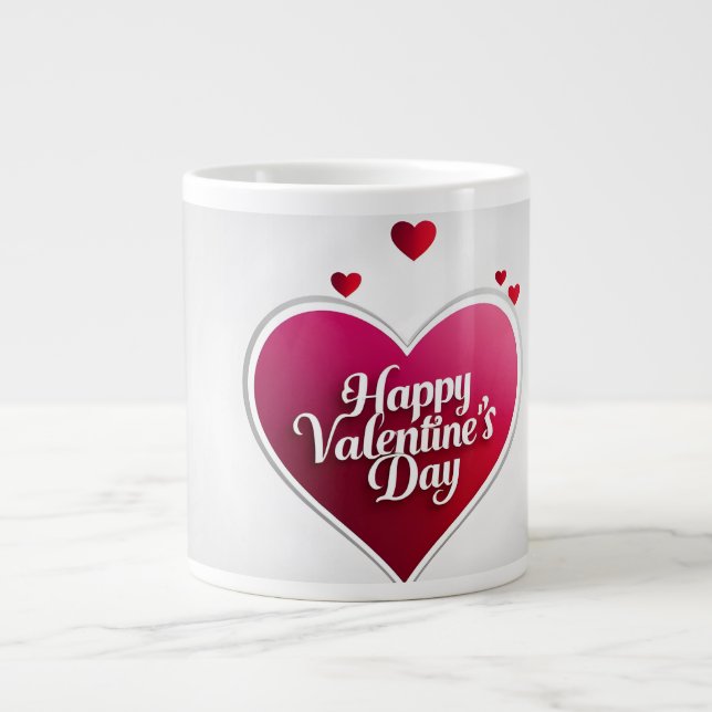 Happy Valentine’s Day Heart Mug Jumbo Mugg (Framsidan)