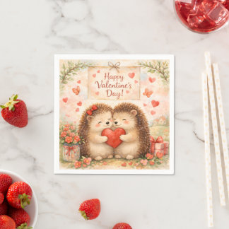 Happy Valentine’s Day Hedgehog Love Illustration Pappersservett
