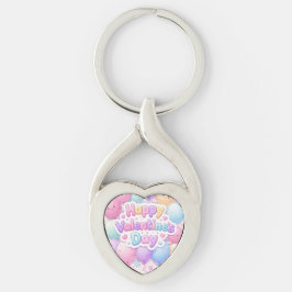 Happy Valentine’s Day Keychain | Romantic Love Key Twisted Heart Silverfärgad Nyckelring