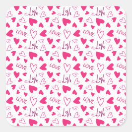 Happy Valentine’s Day Lover Present with Red Heart Fyrkantigt Klistermärke